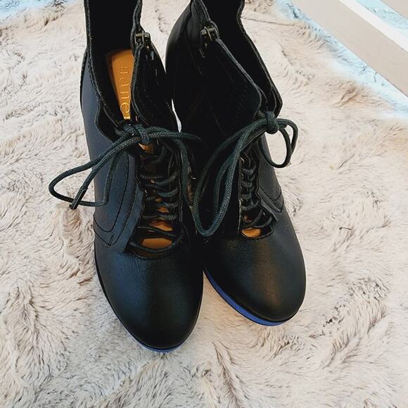 NANETTE LAPORE BLACK PLATFORM TIE SHOES SIZE 8.5 - Picture 2 of 11